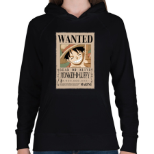 PRINTFASHION luffy körözési plakát (elmosott) - Női kapucnis pulóver - Fekete női pulóver, kardigán