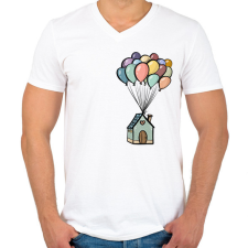 PRINTFASHION Lufis ház - Férfi V-nyakú póló - Fehér férfi póló