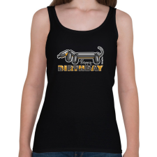 PRINTFASHION Lufitacskó Happy birthday felirattal - Női atléta - Fekete női trikó