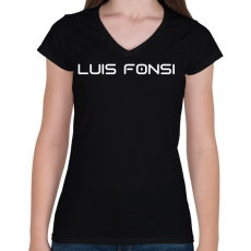 PRINTFASHION LUIS FONSI - Női V-nyakú póló - Fekete