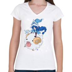 PRINTFASHION Lulu - Női V-nyakú póló - Fehér