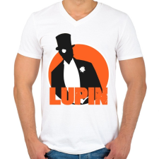 PRINTFASHION Lupin - Férfi V-nyakú póló - Fehér férfi póló