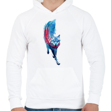 PRINTFASHION Lupus lupus - Férfi kapucnis pulóver - Fehér férfi pulóver, kardigán