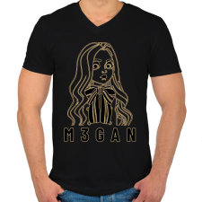 PRINTFASHION M3gan - Férfi V-nyakú póló - Fekete férfi pulóver, kardigán