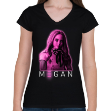 PRINTFASHION M3gan - pink - Női V-nyakú póló - Fekete női póló