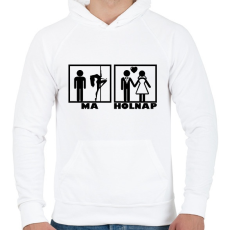 PRINTFASHION ma - holnap - Férfi kapucnis pulóver - Fehér