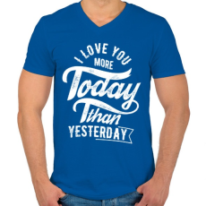 PRINTFASHION Ma jobban szeretlek, mint tegnap - Férfi V-nyakú póló - Királykék