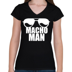 PRINTFASHION Macho Man 2 - Női V-nyakú póló - Fekete