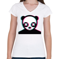 PRINTFASHION Maci freak ijesztő arc - Női V-nyakú póló - Fehér