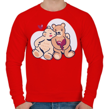 PRINTFASHION Mackó Love - Férfi pulóver - Piros férfi pulóver, kardigán