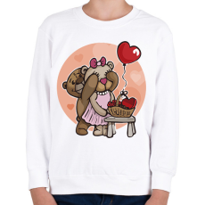 PRINTFASHION Mackó pár - Gyerek pulóver - Fehér