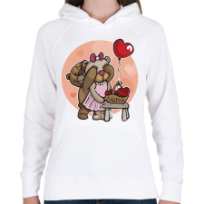 PRINTFASHION Mackó pár - Női kapucnis pulóver - Fehér női pulóver, kardigán
