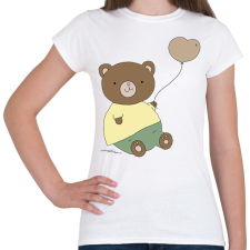 PRINTFASHION Mackó szíves lufival - Női póló - Fehér női póló