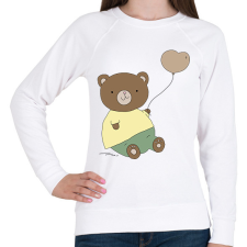 PRINTFASHION Mackó szíves lufival - Női pulóver - Fehér női pulóver, kardigán