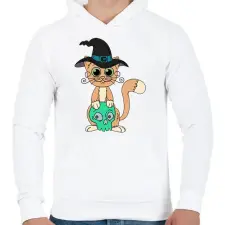 PRINTFASHION Macsek - Férfi kapucnis pulóver - Fehér férfi pulóver, kardigán