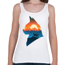 PRINTFASHION Macska a naplementében - Női atléta - Fehér női trikó