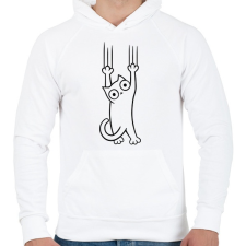 PRINTFASHION Macska a pácban! - Férfi kapucnis pulóver - Fehér férfi pulóver, kardigán