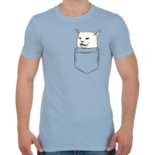 PRINTFASHION Macska a zsebben - Smudge - Férfi póló - Világoskék férfi póló