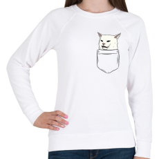 PRINTFASHION Macska a zsebben - Smudge - Női pulóver - Fehér