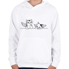PRINTFASHION Macska-angyalok - Gyerek kapucnis pulóver - Fehér gyerek pulóver, kardigán
