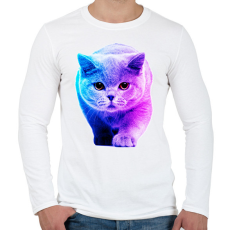 PRINTFASHION Macska art - Férfi hosszú ujjú póló - Fehér