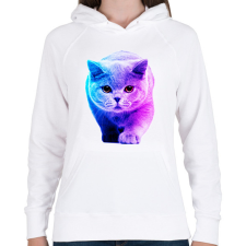 PRINTFASHION Macska art - Női kapucnis pulóver - Fehér női pulóver, kardigán