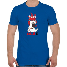 PRINTFASHION Macska csilit eszik Cat Just ChilliN - Férfi póló - Királykék férfi póló