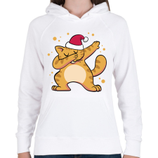 PRINTFASHION Macska dab - Női kapucnis pulóver - Fehér női pulóver, kardigán