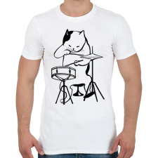 PRINTFASHION Macska dobol - Férfi póló - Fehér férfi póló