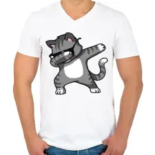 PRINTFASHION Macska dub tánc - Férfi V-nyakú póló - Fehér férfi póló