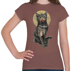 PRINTFASHION Macska-egér - Női póló - Mogyoróbarna
