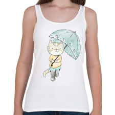 PRINTFASHION Macska egeres ernyővel - Női atléta - Fehér női trikó