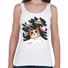 PRINTFASHION Macska és az ufok - Női atléta - Fehér női trikó