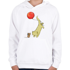 PRINTFASHION Macska és egér - Gyerek kapucnis pulóver - Fehér