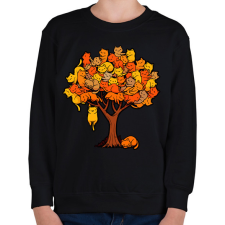 PRINTFASHION Macska fa - Gyerek pulóver - Fekete gyerek pulóver, kardigán