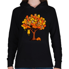 PRINTFASHION Macska fa - Női kapucnis pulóver - Fekete női pulóver, kardigán