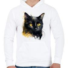 PRINTFASHION macska - Férfi kapucnis pulóver - Fehér férfi pulóver, kardigán