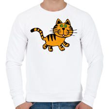 PRINTFASHION Macska - Férfi pulóver - Fehér férfi pulóver, kardigán