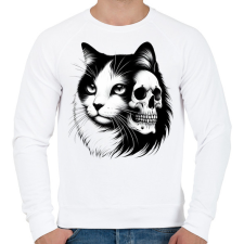 PRINTFASHION Macska  - Férfi pulóver - Fehér férfi pulóver, kardigán