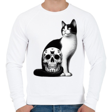 PRINTFASHION Macska - Férfi pulóver - Fehér