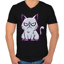 PRINTFASHION Macska  - Férfi V-nyakú póló - Fekete férfi póló