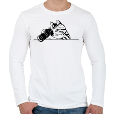PRINTFASHION Macska fotózik  - Férfi hosszú ujjú póló - Fehér