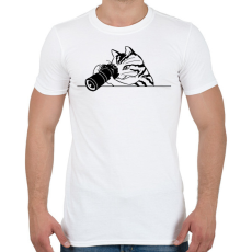 PRINTFASHION Macska fotózik  - Férfi póló - Fehér
