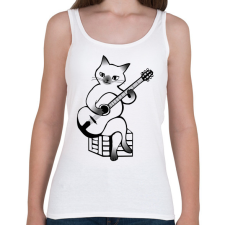 PRINTFASHION Macska gitározik - Női atléta - Fehér női trikó