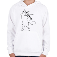 PRINTFASHION Macska hegedűl - Gyerek kapucnis pulóver - Fehér gyerek pulóver, kardigán