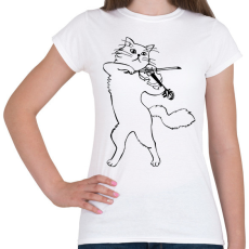 PRINTFASHION Macska hegedűl - Női póló - Fehér