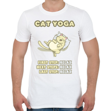 PRINTFASHION Macska jóga - Férfi póló - Fehér férfi póló