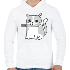 PRINTFASHION Macska késsel - Férfi kapucnis pulóver - Fehér