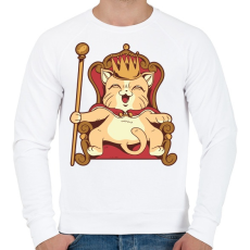 PRINTFASHION Macska király - Férfi pulóver - Fehér