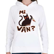 PRINTFASHION Macska - Mi van ?  - Női kapucnis pulóver - Fehér női pulóver, kardigán